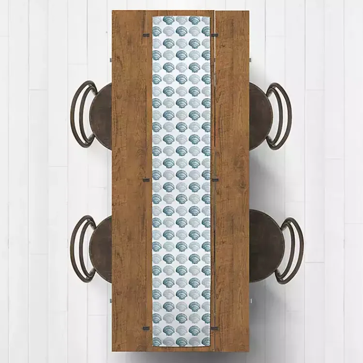 Table Linens-Kirklands Home Blue Scallop Seashells Table Runner, 72 in.