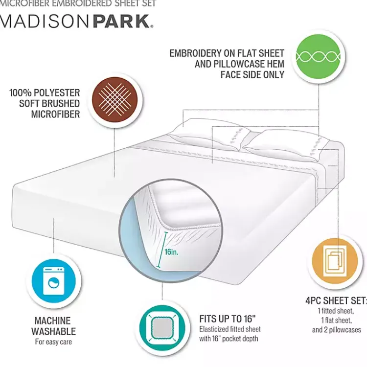 Bed Sheets-Kirklands Home Leafy Vine Hem Microfiber 4-pc. Full Sheet Set