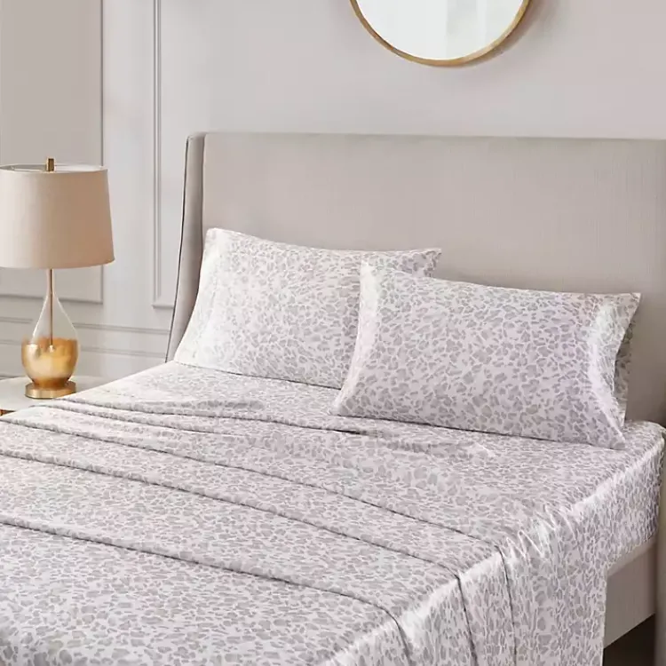 Bed Sheets-Kirklands Home Taupe Leopard Satin King 2-pc. Pillow Case Set