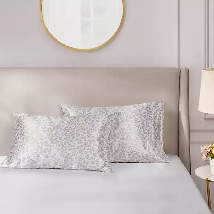 Bed Sheets-Kirklands Home Taupe Leopard Satin King 2-pc. Pillow Case Set