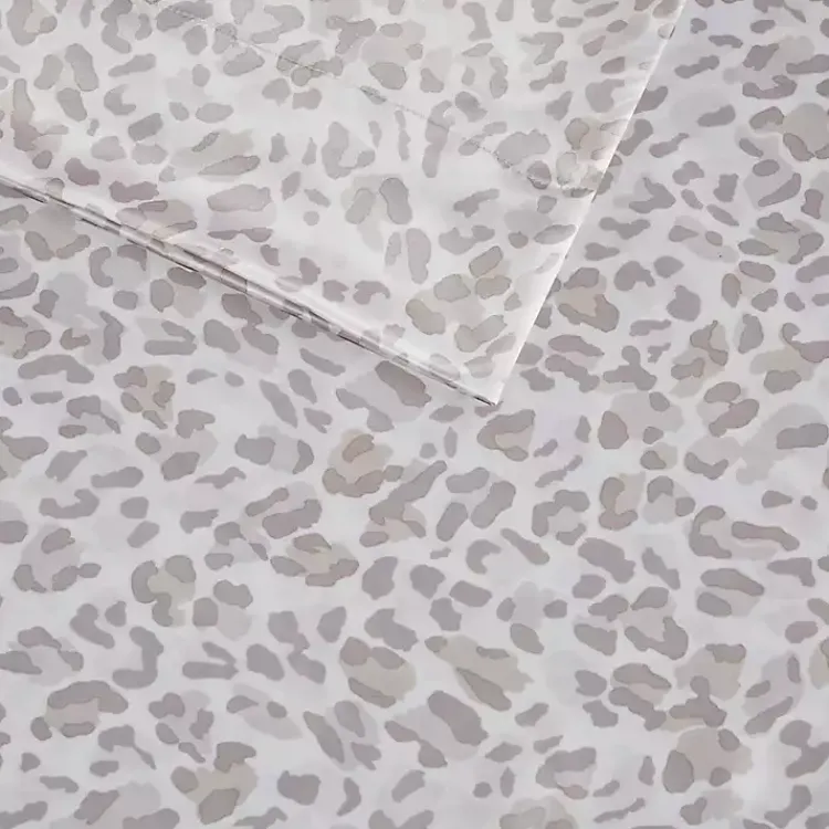 Bed Sheets-Kirklands Home Taupe Leopard Print Satin 4-pc. Full Sheet Set