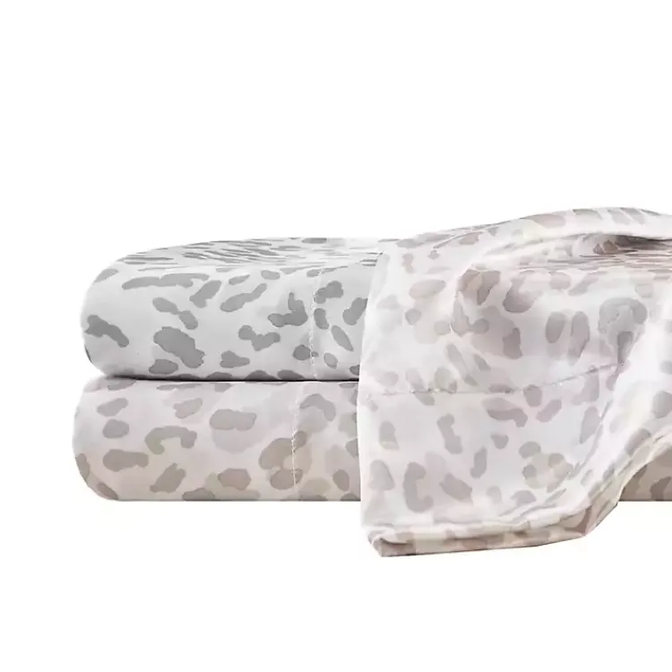 Bed Sheets-Kirklands Home Taupe Leopard Print Satin 4-pc. Full Sheet Set