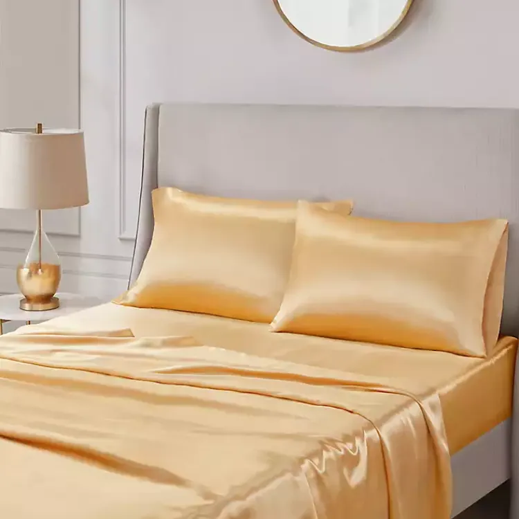 Bed Sheets-Kirklands Home Satin Standard 2-pc. Pillow Case Set Gold