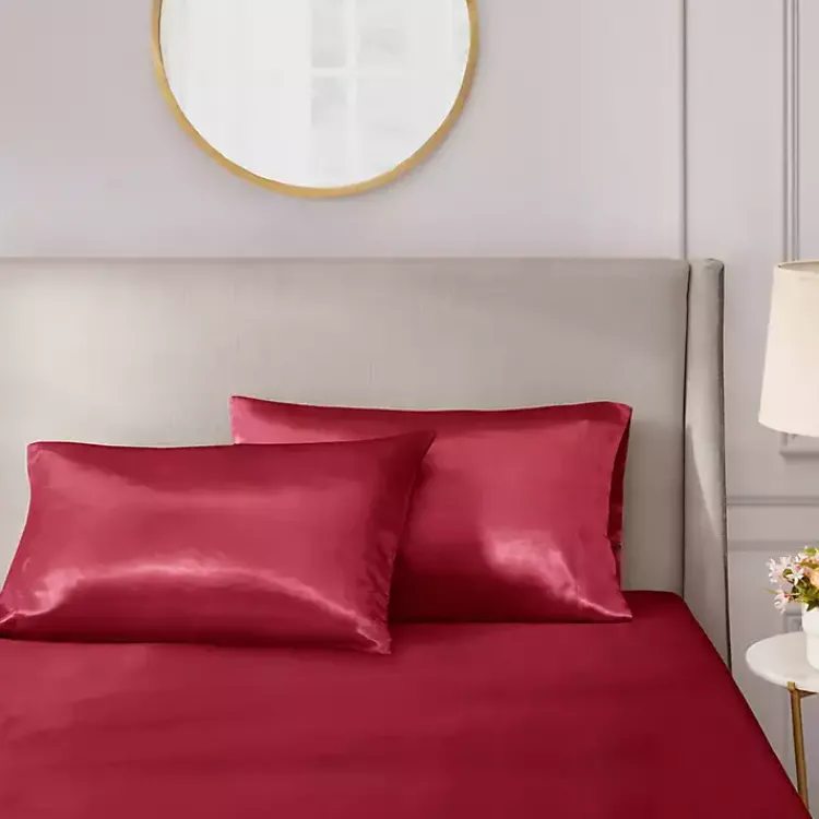 Bed Sheets-Kirklands Home Satin Standard 2-pc. Pillow Case Set Red
