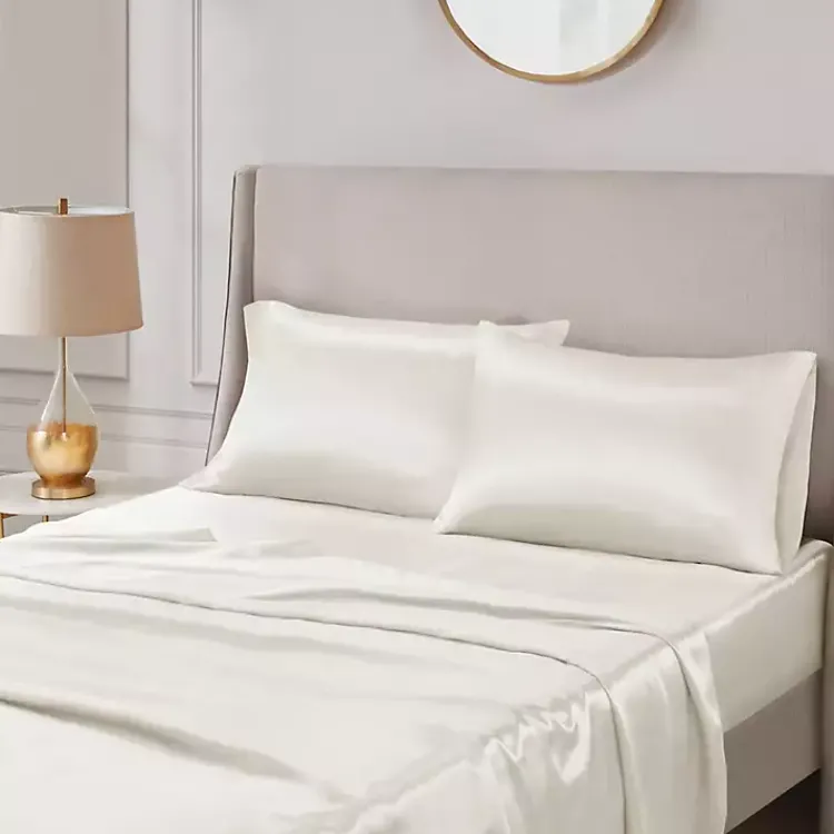 Bed Sheets-Kirklands Home Satin Standard 2-pc. Pillow Case Set Ivory