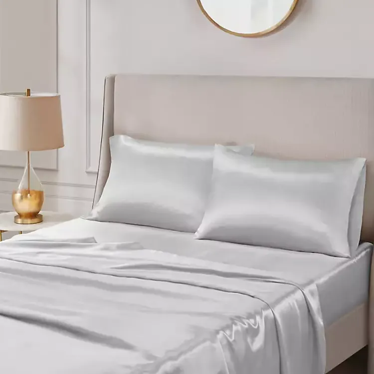Bed Sheets-Kirklands Home Light Satin Standard 2-pc. Pillow Case Set Gray