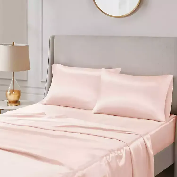 Bed Sheets-Kirklands Home Blush Satin King 2-pc. Pillow Case Set Pink
