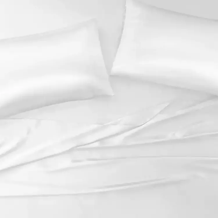 Bed Sheets-Kirklands Home Satin 6-pc. Queen Sheet Set White