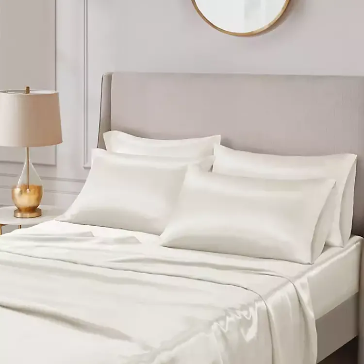 Bed Sheets-Kirklands Home Satin 6-pc. King Sheet Set Ivory