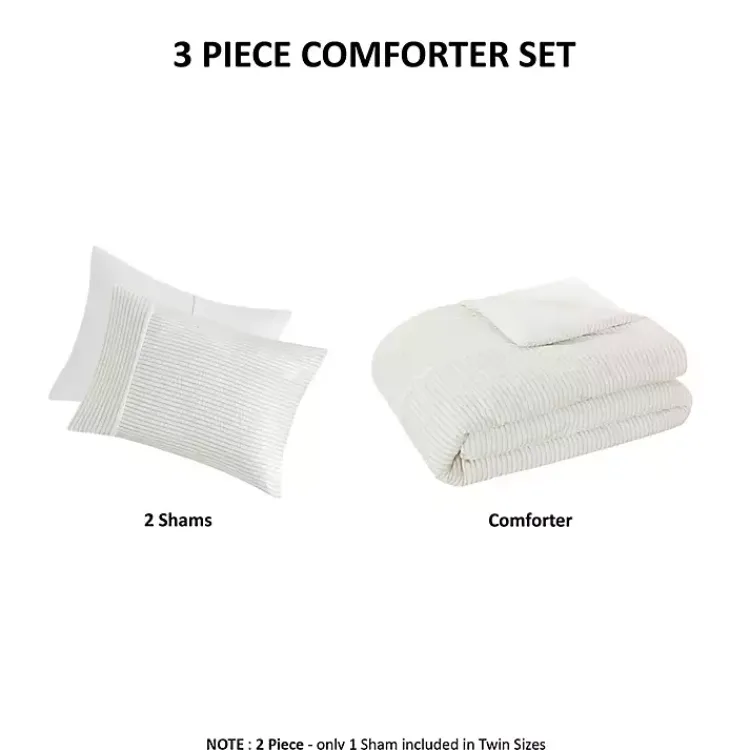 Comforters-Kirklands Home Seersucker 3-pc. Full/Queen Comforter Set Ivory