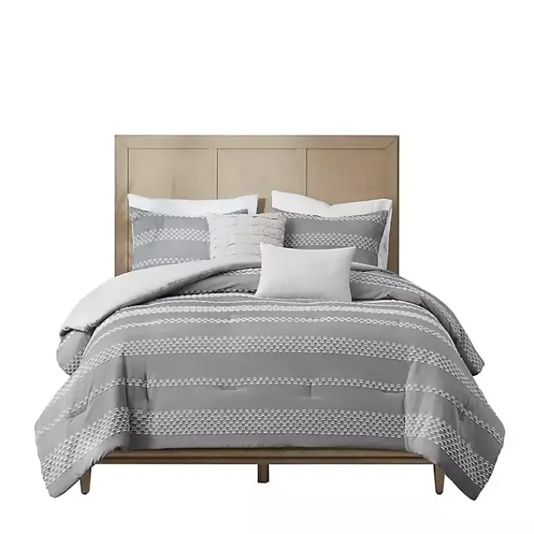 Comforters-Kirklands Home Jacquard 5-pc. Full/Queen Comforter Set Gray