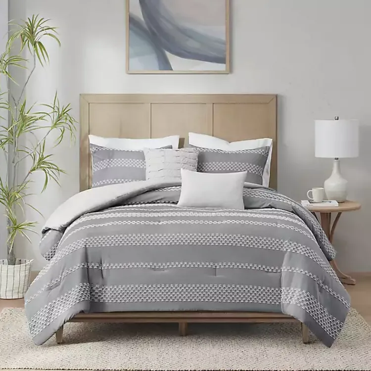 Comforters-Kirklands Home Jacquard 5-pc. California King Comforter Set Gray