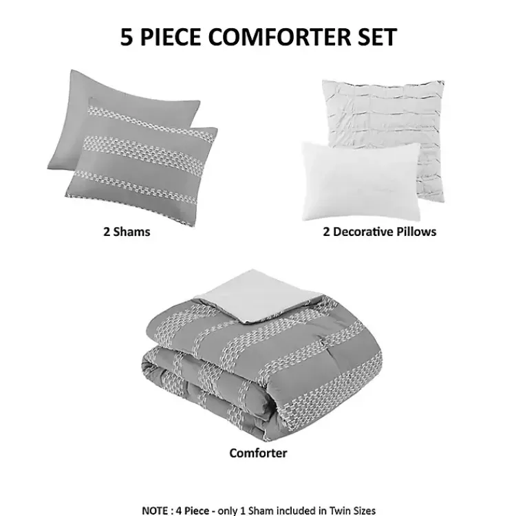 Comforters-Kirklands Home Jacquard 5-pc. California King Comforter Set Gray