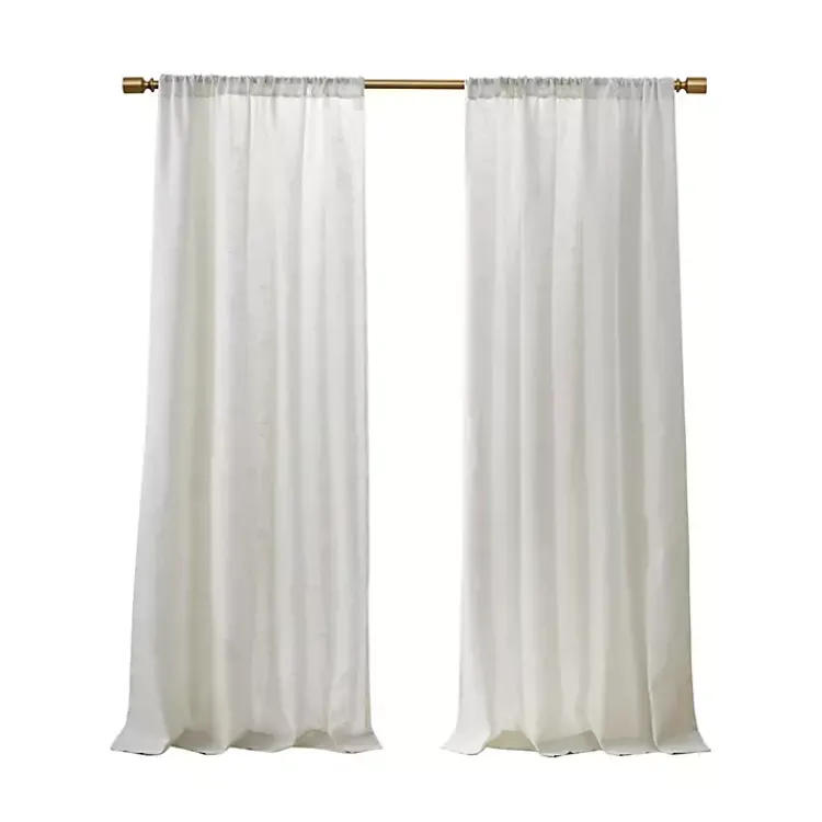 Curtains & Drapes-Kirklands Home Linen Blend Curtain Panel Set, 84 in. White