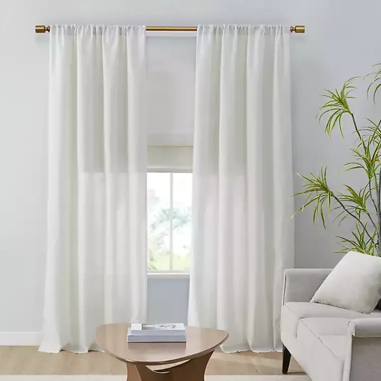 Curtains & Drapes-Kirklands Home Linen Blend Curtain Panel Set, 84 in. White