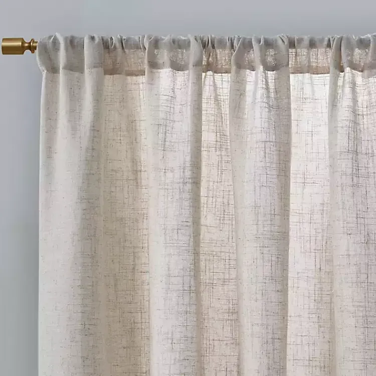 Curtains & Drapes-Kirklands Home Neutral Linen Blend Curtain Panel Set, 84 in Tan