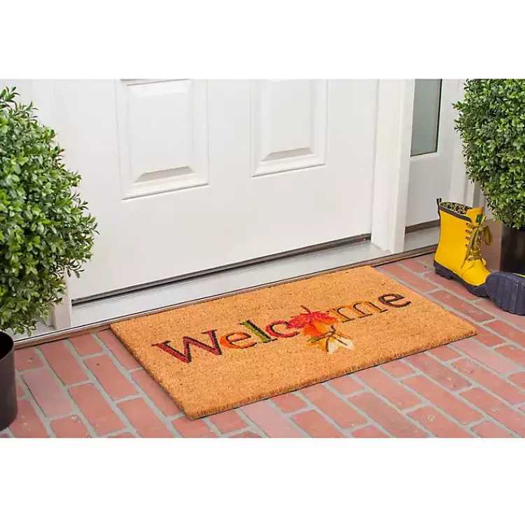 Doormats-Kirklands Home Welcome Leaves Fall Coir Doormat