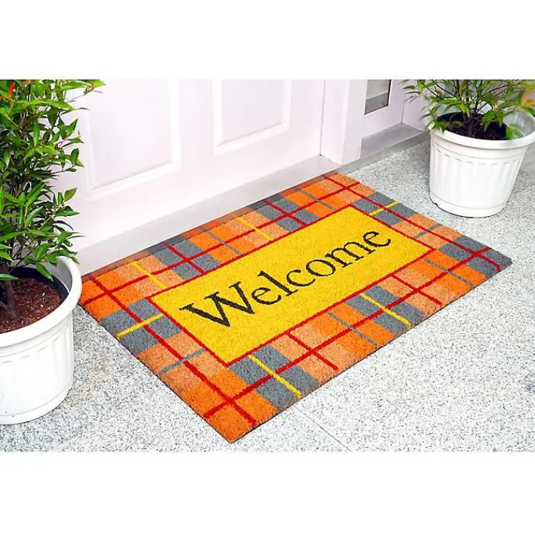 Doormats-Kirklands Home Plaid Welcome Fall Coir Doormat