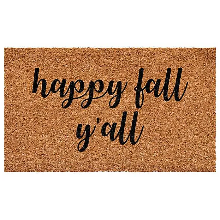 Doormats-Kirklands Home Cursive Happy Fall Y'all Coir Doormat, 17x29
