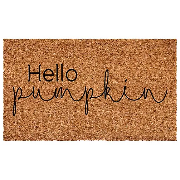 Doormats-Kirklands Home Cursive Hello Pumpkin Fall Coir Doormat