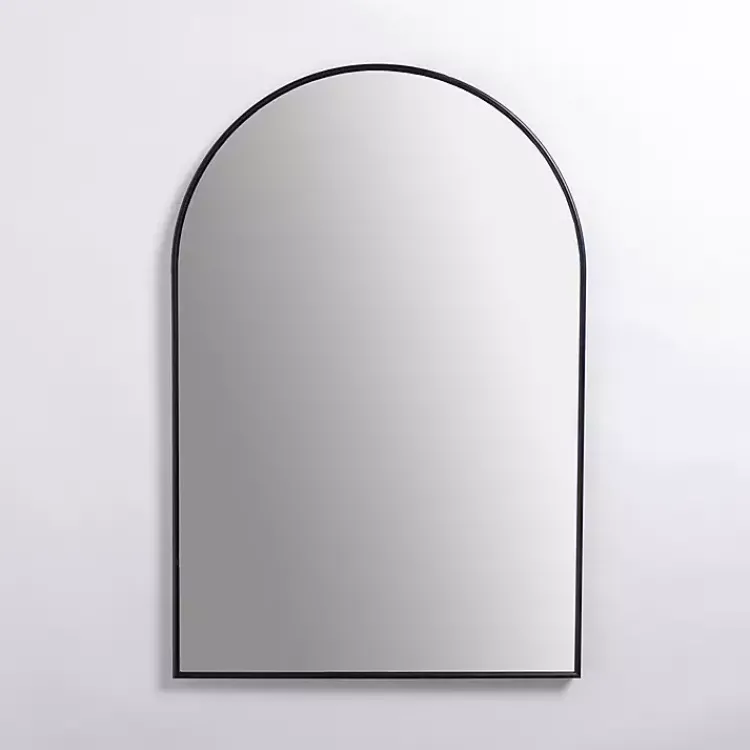 Framed Mirrors-Kirklands Home Nouveau Linear Arch Mirror Black