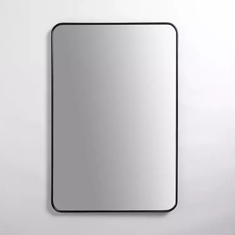 Framed Mirrors-Kirklands Home Nouveau Linear Curved Corner Mirror Black