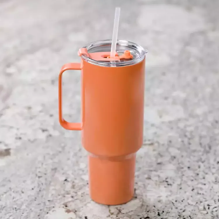 Glassware & Drinkware-Kirklands Home Melon Otto 40 oz. Insulated Tumbler Orange