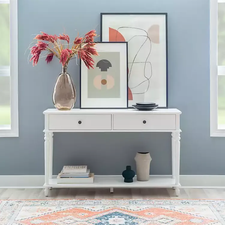 Console Tables-Kirklands Home McGhie 2-Drawer Console Table White