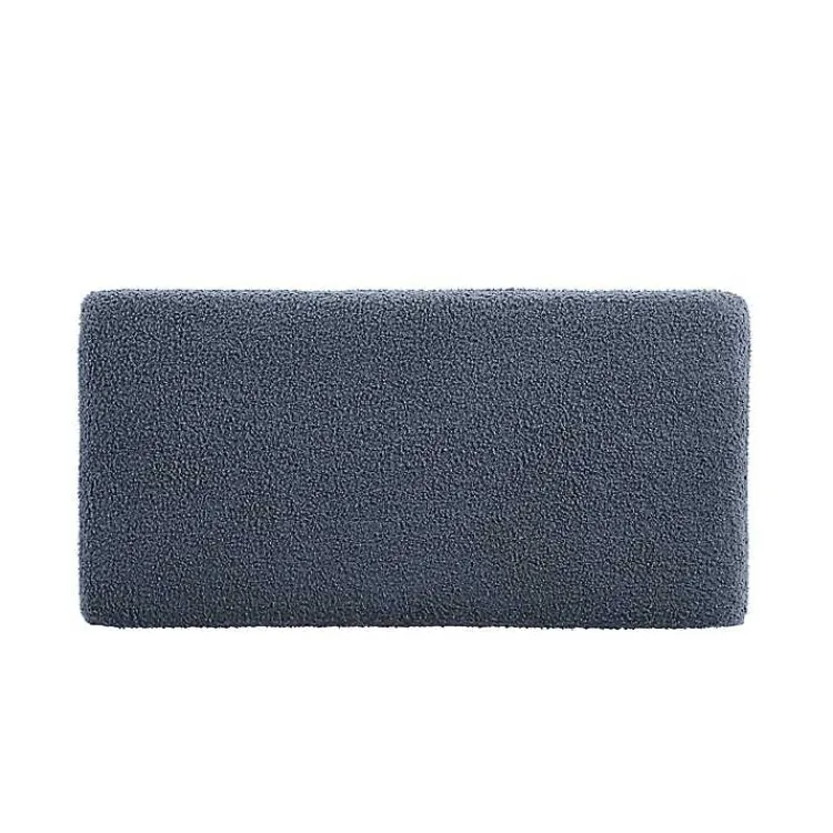 Benches & Ottomans-Kirklands Home Blue Sherpa & Walnut Rectangle Storage Ottoman