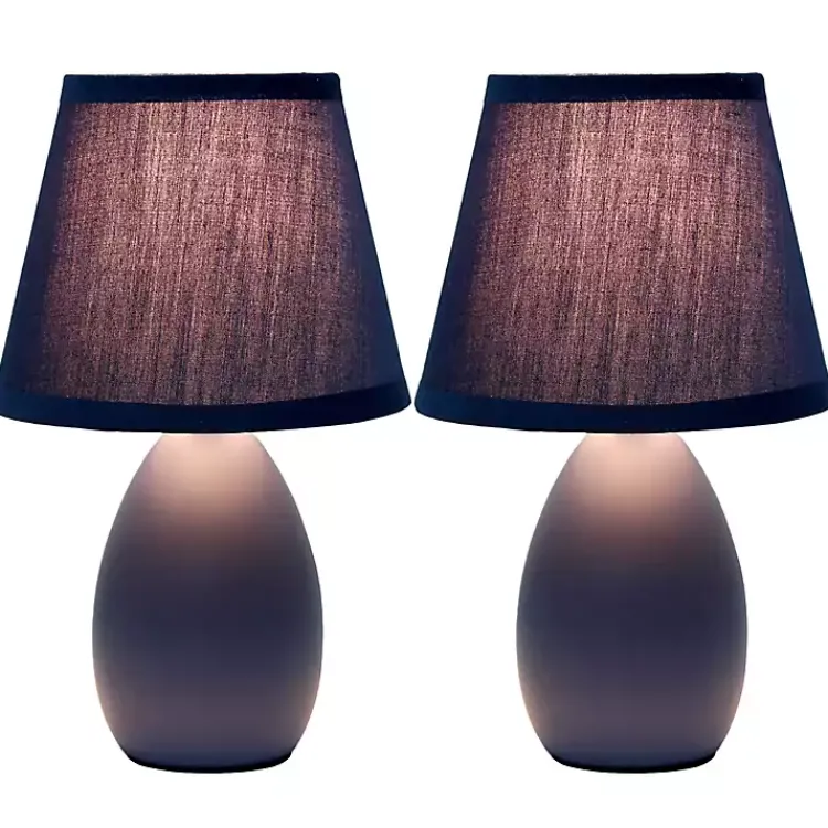 Table Lamps-Kirklands Home Petite Oblong Table Lamps, Set of 2 Blue