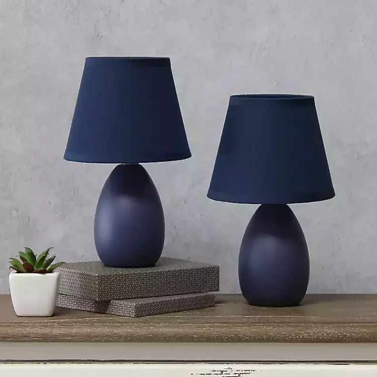 Table Lamps-Kirklands Home Petite Oblong Table Lamps, Set of 2 Blue