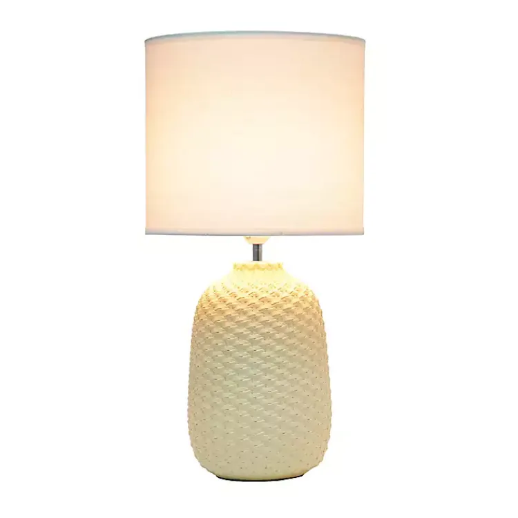 Table Lamps-Kirklands Home Purled Ceramic Table Lamp Yellow
