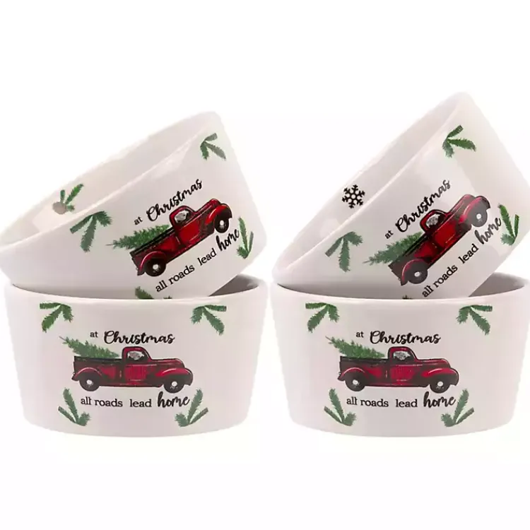 Dinnerware-Kirklands Home White Ceramic Christmas Ramekins, Set of 4