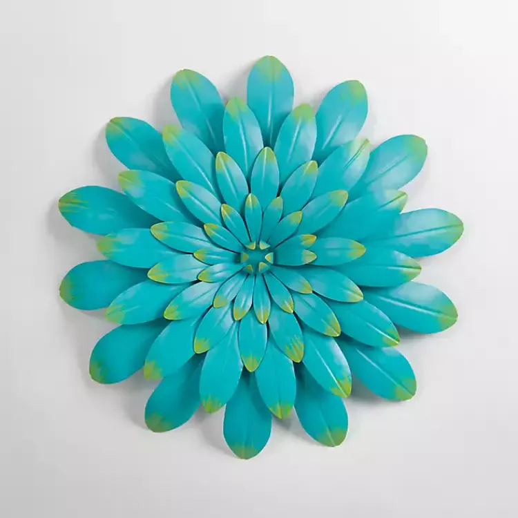 Outdoor Wall Decor-Kirklands Home Turquoise Metal Flower Outdoor Wall Plaque Blue