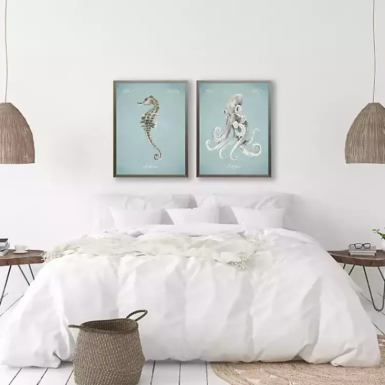 Framed Art-Kirklands Home Seahorse in Blue Framed Art Print