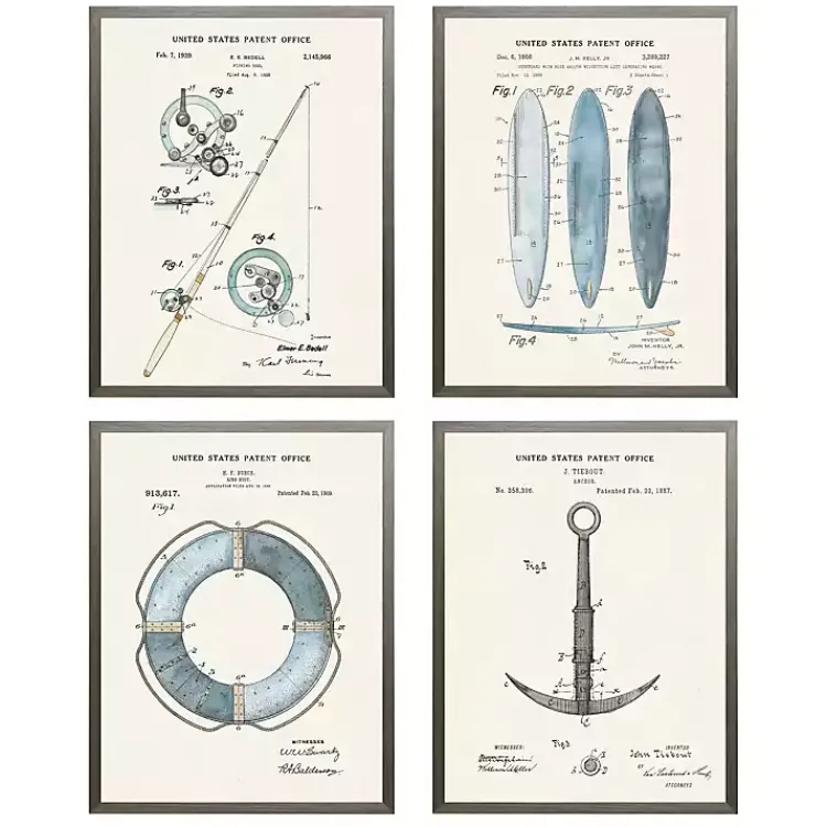 Framed Art-Kirklands Home Nautical Patent Framed Art Prints, Set of 4