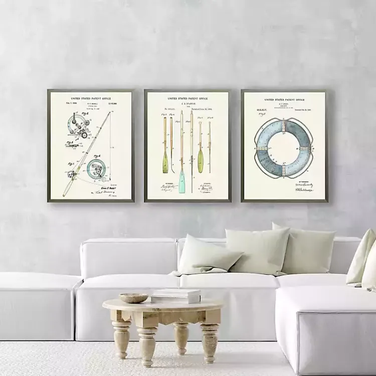 Framed Art-Kirklands Home Vintage Fishing Reel Patent Framed Art Print