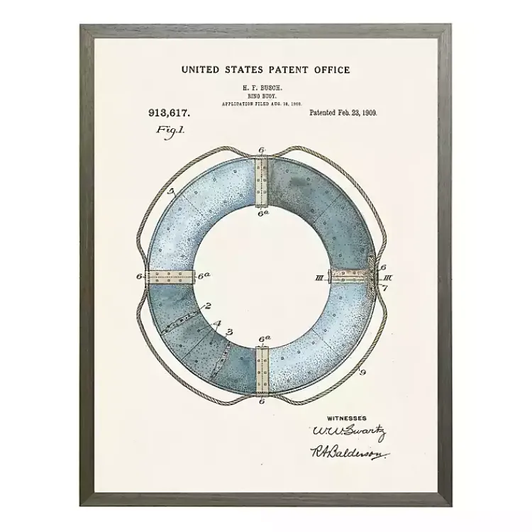 Framed Art-Kirklands Home Vintage Ring Bouy Patent Framed Art Print