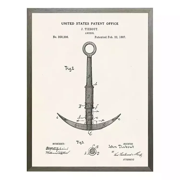 Framed Art-Kirklands Home Vintage Anchor Patent Framed Art Print