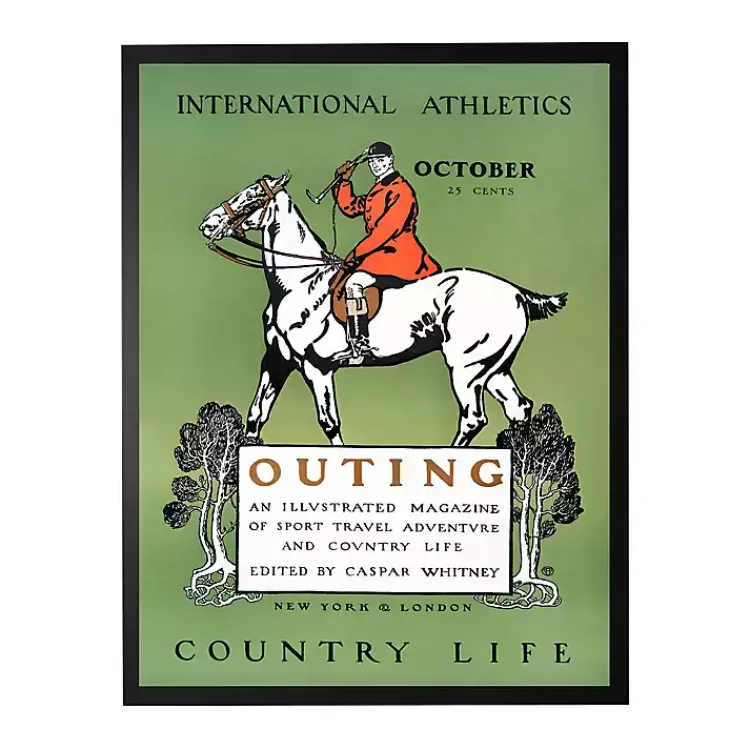 Framed Art-Kirklands Home Vintage Polo Magazine Cover Framed Wall Art Green