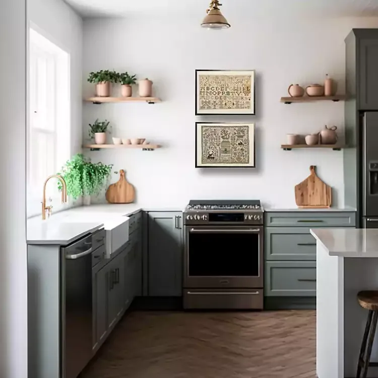 Framed Art-Kirklands Home Antique Nature Sampler Framed Wall Art Tan