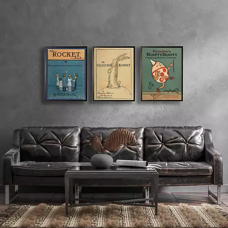 Framed Art-Kirklands Home Vintage The Rocket Book Cover Framed Wall Art Blue