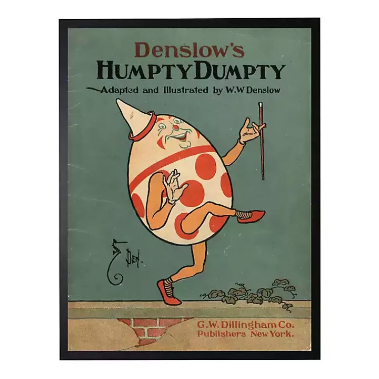 Framed Art-Kirklands Home Vintage Humpty Dumpty Book Cover Framed Wall Art Blue