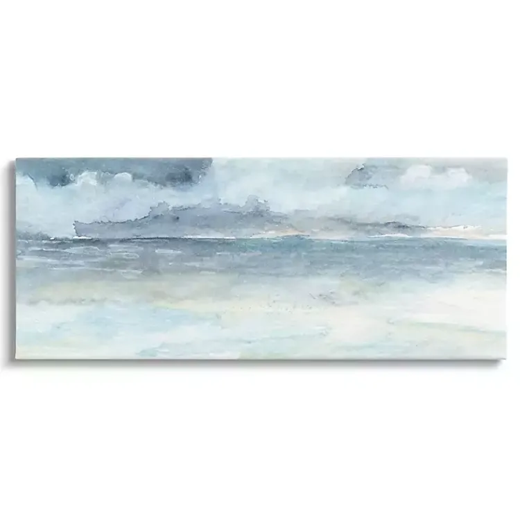 Canvas Art-Kirklands Home Cloudy Ocean Waves Canvas Art Print, 48x20 in.
