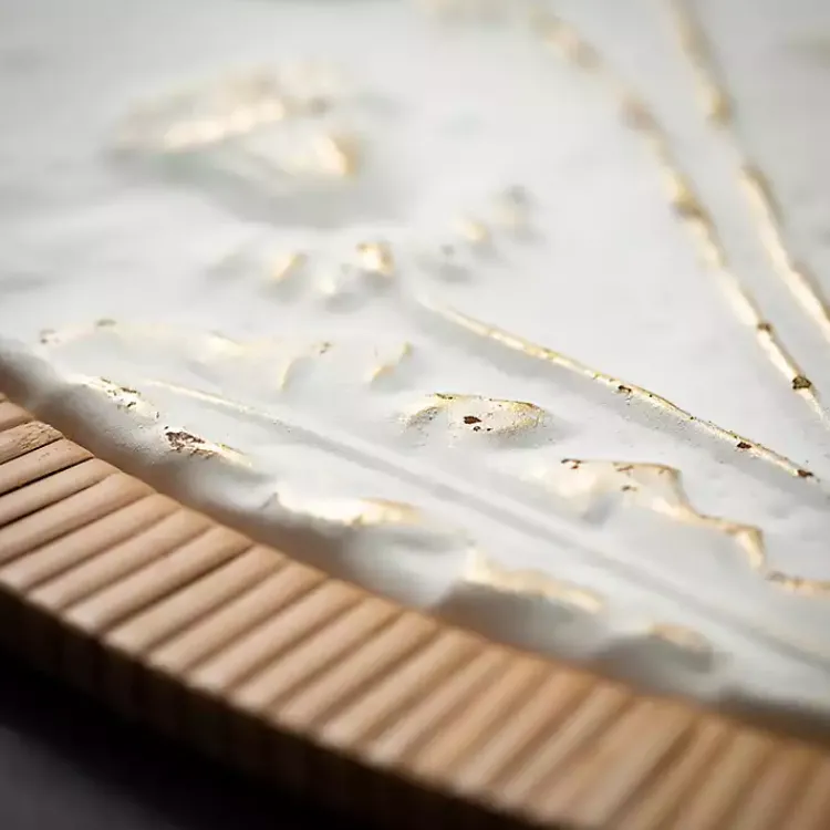 Wall Plaques-Kirklands Home Embossed Ivory Floral Round Framed Wall Plaque White