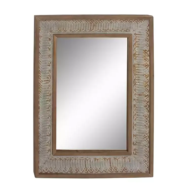 Decorative Mirrors-Kirklands Home Distressed Gray Wood Rectangular Wall Mirror