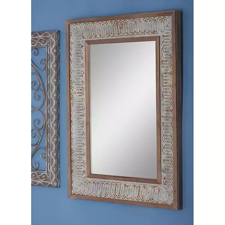Decorative Mirrors-Kirklands Home Distressed Gray Wood Rectangular Wall Mirror
