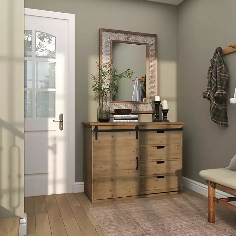 Decorative Mirrors-Kirklands Home Distressed Gray Wood Rectangular Wall Mirror