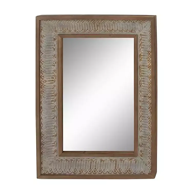 Decorative Mirrors-Kirklands Home Distressed Gray Wood Rectangular Wall Mirror
