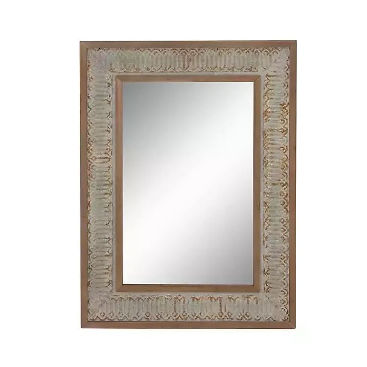Decorative Mirrors-Kirklands Home Distressed Gray Wood Rectangular Wall Mirror